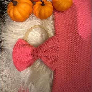 Pink nylon baby bow newborn to 6m